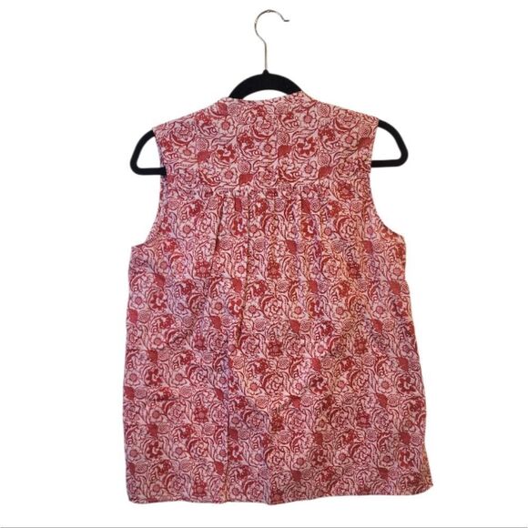 Derek Lam Collective Women's Red And White Floral Ruffle Front Blouse Size 42 - Picture 2 of 7